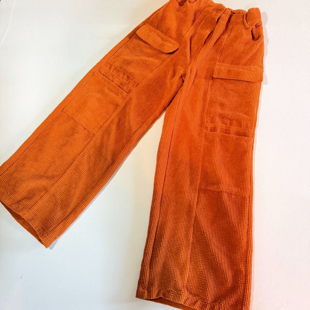 Hunter & Brown Urban Outfitters orange corduroy wide leg cargo pants S y2k